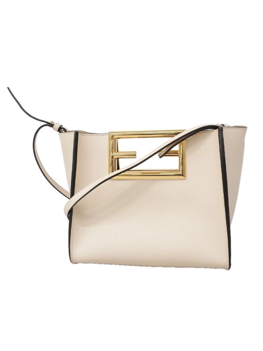 Fendi Handbag Way Small Leather Ivory Gold 2-Way Bag